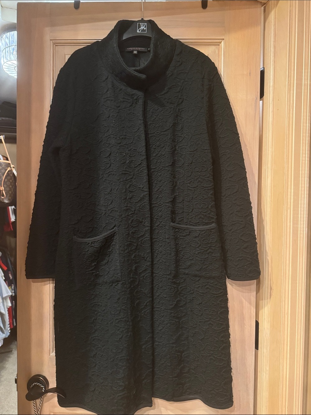 GORGEOUS Robert Kitchen Black Textured Coat with Stand Collar